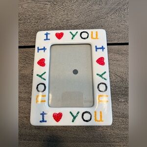 Vintage I Love You Ceramic Picture Frame Colorful Photo 3.5x5" Retro 90s